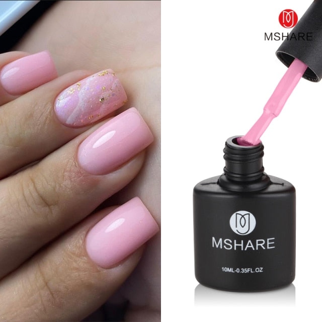 MSHARE Milky Rose Nail Gel Polish UV LED vernis Semi Permanent Varnish Soak Off Cured With Nail Dryer