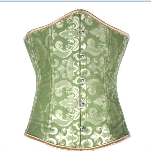 Caudutas Corset Underbust Women's Gothc Sexy Lingerie Top Jacquard Floral Costume Halloween Plus Size Red White Black Pink Green