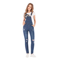 Stitching Slim Ladies Sling Jumpsuit Pure Color Washed Cropped Pants Spring And Autumn Fashion Workwear Style Bodysuit 903