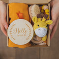 Baby Towel Newborn Bath Set Gifts Box Double Sided Cotton Blanket Wooden Rattle Brushs Bracelet Crochet Baby Bath Gifts Products
