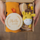 Baby Towel Newborn Bath Set Gifts Box Double Sided Cotton Blanket Wooden Rattle Brushs Bracelet Crochet Baby Bath Gifts Products