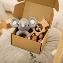 Baby Towel Newborn Bath Set Gifts Box Double Sided Cotton Blanket Wooden Rattle Brushs Bracelet Crochet Baby Bath Gifts Products