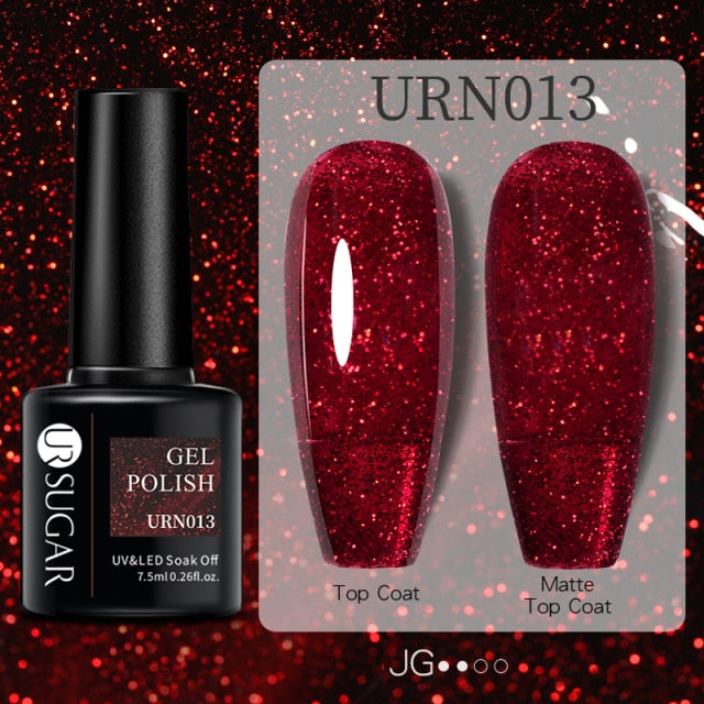 UR SUGAR 7.5ml Black White Red Glitter Color Gel Nail Polish Matte Gel Semi Permanent UV LED Lamp Nail Gel Need Matte Top Coat