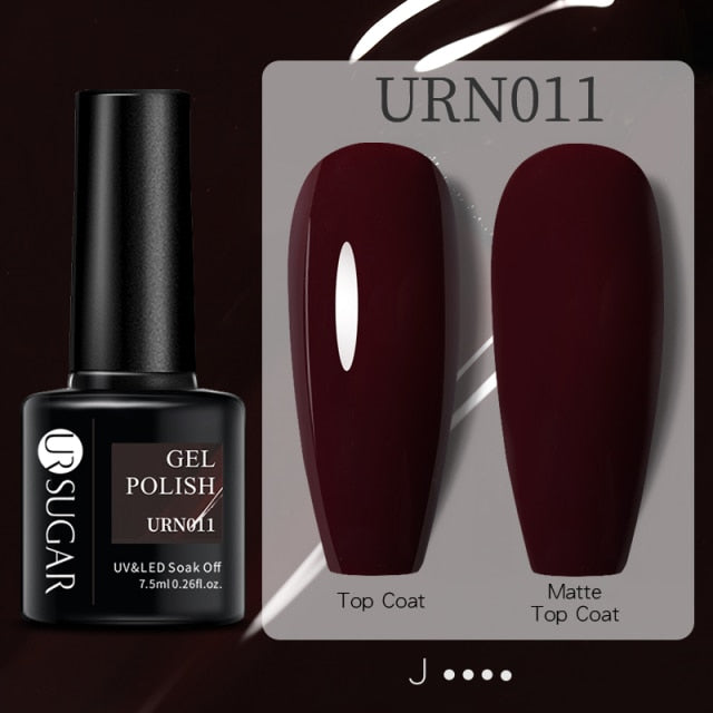UR SUGAR 7.5ml Black White Red Glitter Color Gel Nail Polish Matte Gel Semi Permanent UV LED Lamp Nail Gel Need Matte Top Coat