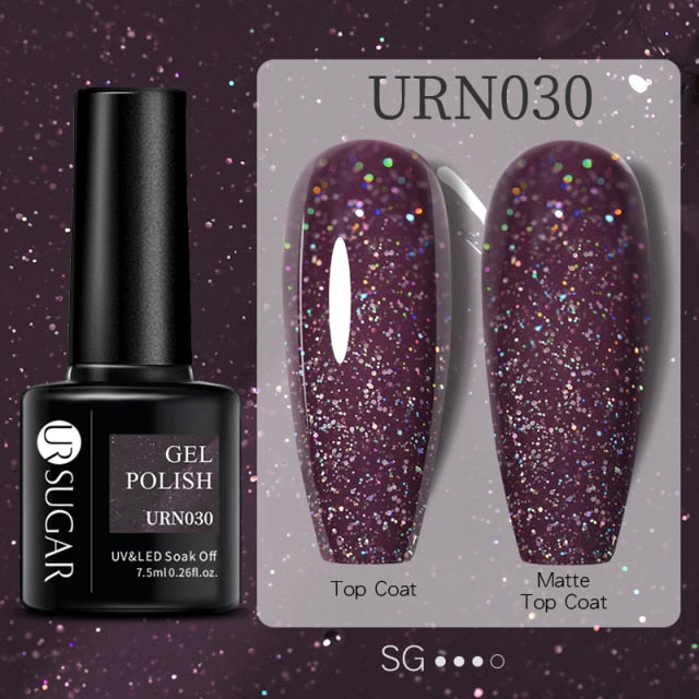 UR SUGAR 7.5ml Black White Red Glitter Color Gel Nail Polish Matte Gel Semi Permanent UV LED Lamp Nail Gel Need Matte Top Coat