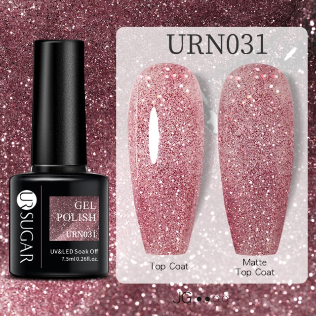 UR SUGAR 7.5ml Black White Red Glitter Color Gel Nail Polish Matte Gel Semi Permanent UV LED Lamp Nail Gel Need Matte Top Coat