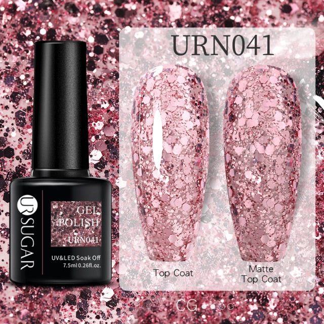 UR SUGAR 7.5ml Black White Red Glitter Color Gel Nail Polish Matte Gel Semi Permanent UV LED Lamp Nail Gel Need Matte Top Coat