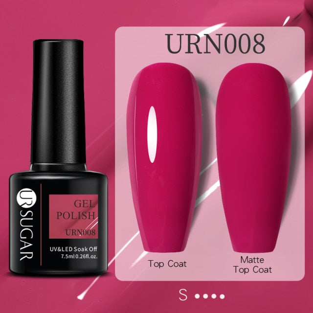 UR SUGAR 7.5ml Black White Red Glitter Color Gel Nail Polish Matte Gel Semi Permanent UV LED Lamp Nail Gel Need Matte Top Coat