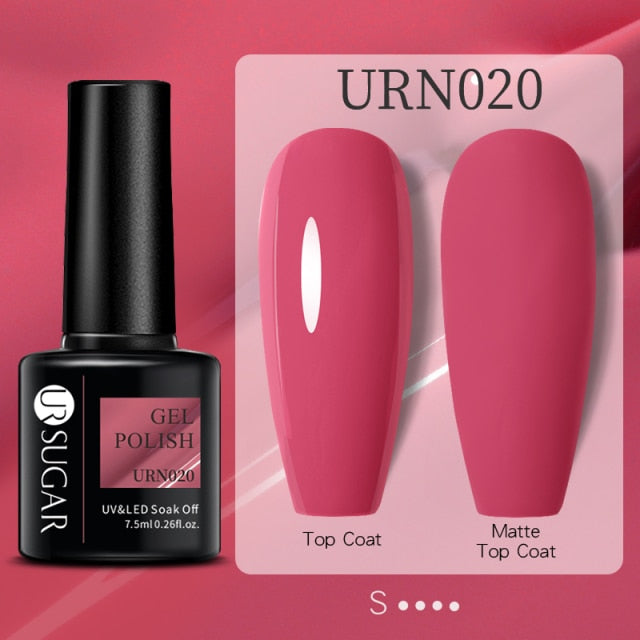 UR SUGAR 7.5ml Black White Red Glitter Color Gel Nail Polish Matte Gel Semi Permanent UV LED Lamp Nail Gel Need Matte Top Coat