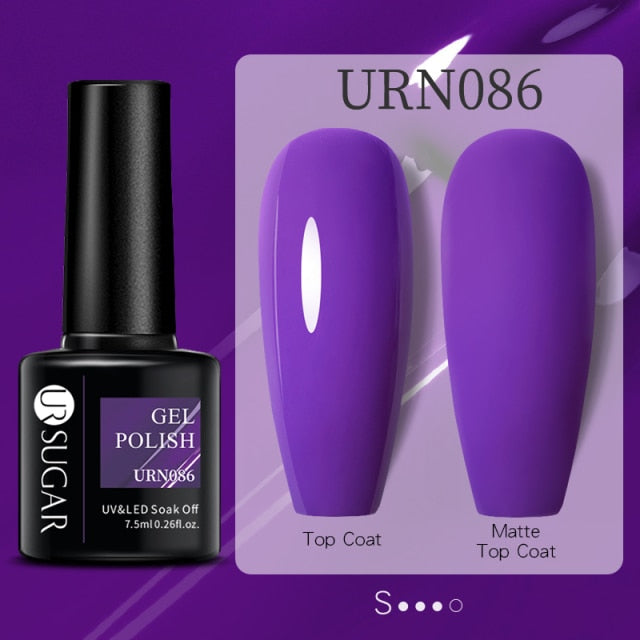 UR SUGAR 7.5ml Black White Red Glitter Color Gel Nail Polish Matte Gel Semi Permanent UV LED Lamp Nail Gel Need Matte Top Coat