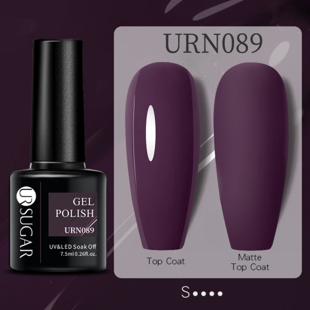 UR SUGAR 7.5ml Black White Red Glitter Color Gel Nail Polish Matte Gel Semi Permanent UV LED Lamp Nail Gel Need Matte Top Coat