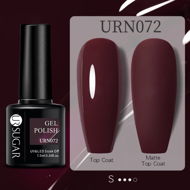UR SUGAR 7.5ml Black White Red Glitter Color Gel Nail Polish Matte Gel Semi Permanent UV LED Lamp Nail Gel Need Matte Top Coat