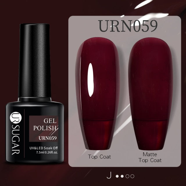 UR SUGAR 7.5ml Black White Red Glitter Color Gel Nail Polish Matte Gel Semi Permanent UV LED Lamp Nail Gel Need Matte Top Coat