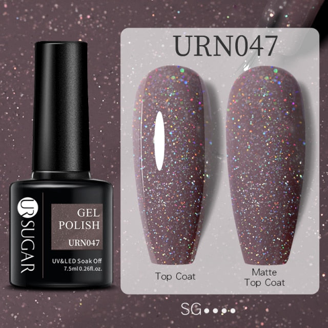 UR SUGAR 7.5ml Black White Red Glitter Color Gel Nail Polish Matte Gel Semi Permanent UV LED Lamp Nail Gel Need Matte Top Coat