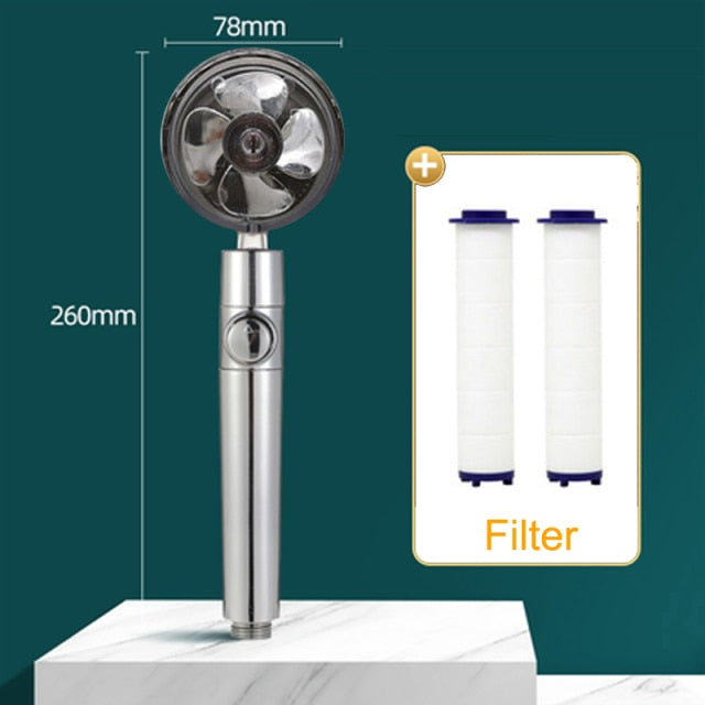 2021 Shower Head Water Saving Flow 360 Degrees Rotating With Small Fan ABS Rain High Pressure spray Nozzle Bathroom Accessories