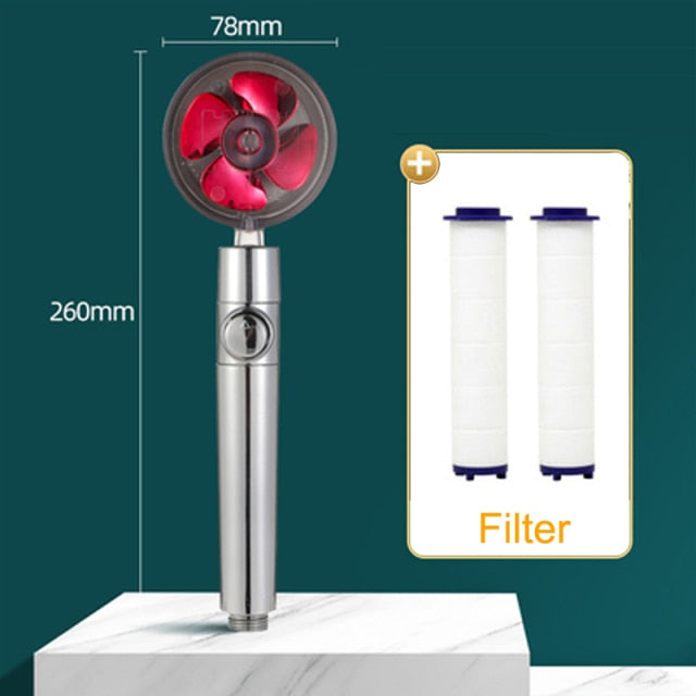 2021 Shower Head Water Saving Flow 360 Degrees Rotating With Small Fan ABS Rain High Pressure spray Nozzle Bathroom Accessories