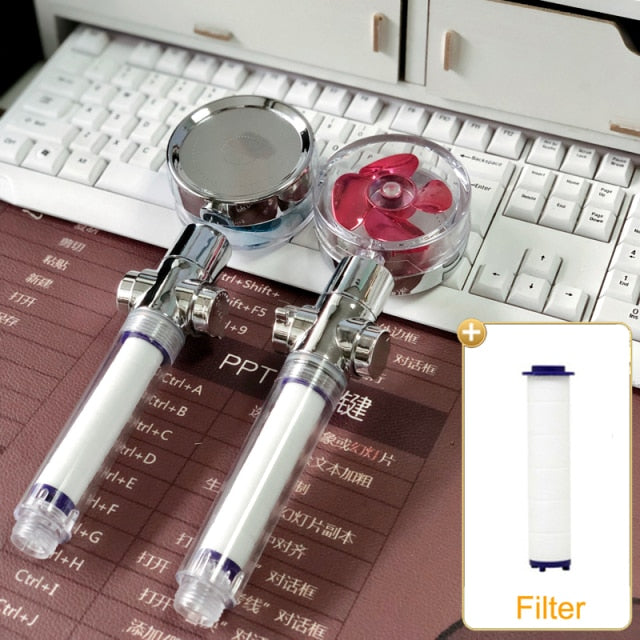 2021 Shower Head Water Saving Flow 360 Degrees Rotating With Small Fan ABS Rain High Pressure spray Nozzle Bathroom Accessories