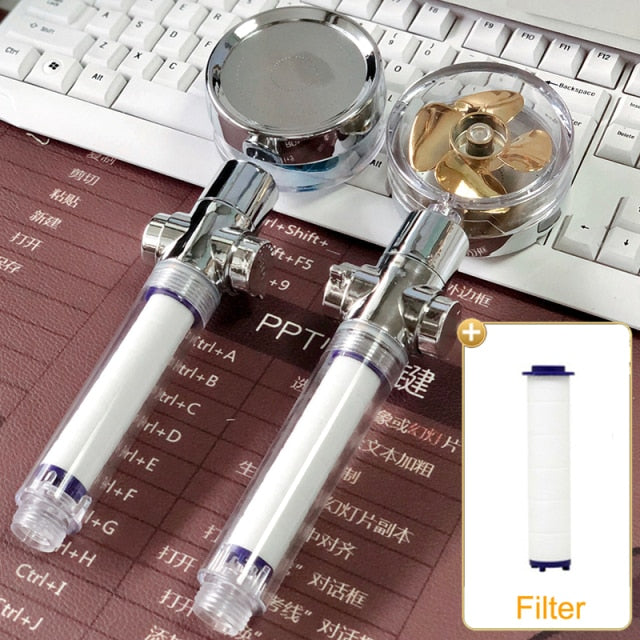 2021 Shower Head Water Saving Flow 360 Degrees Rotating With Small Fan ABS Rain High Pressure spray Nozzle Bathroom Accessories