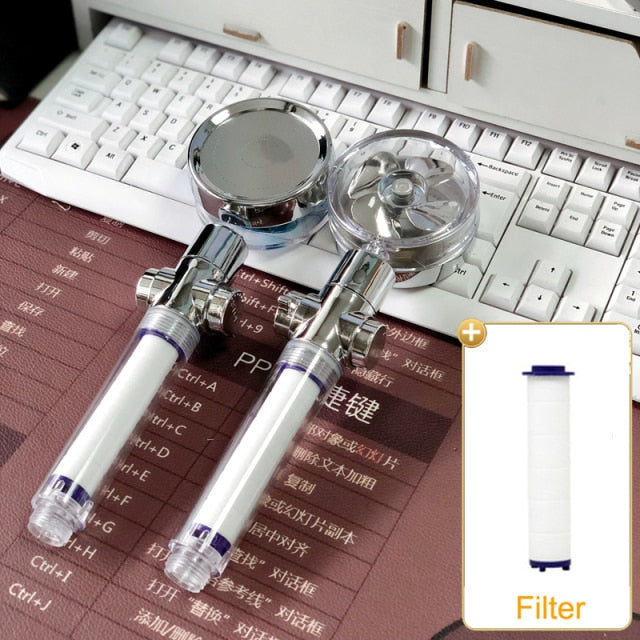2021 Shower Head Water Saving Flow 360 Degrees Rotating With Small Fan ABS Rain High Pressure spray Nozzle Bathroom Accessories