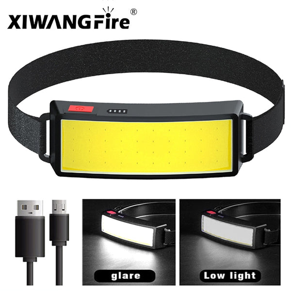 2021 New Style Headlamp Portable Mini COB LED Headlight with Built-in Battery Flashlight USB Rechargeable Head Lamp Hiking Torch