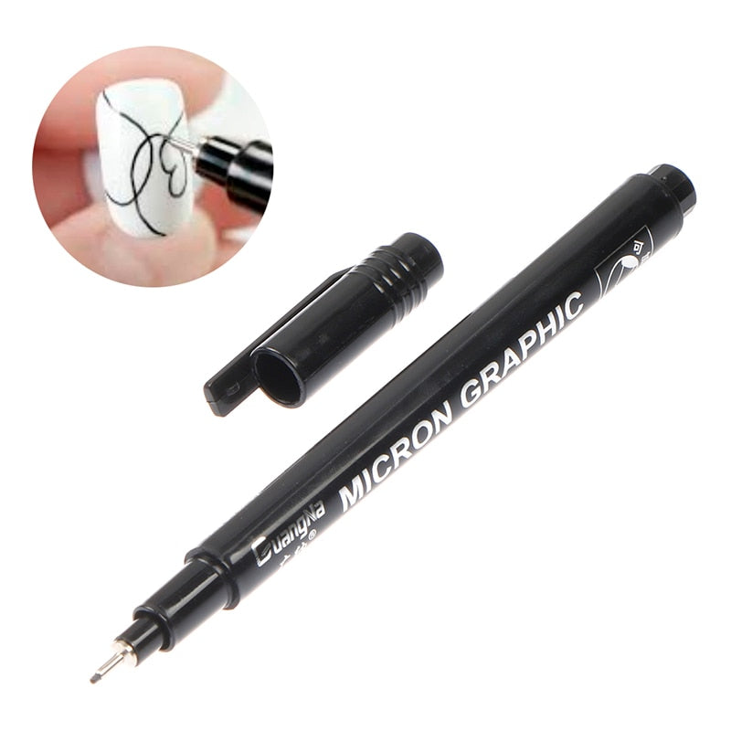 1pcs Nail Art Graffiti Pen Black Color UV Gel Polish Design Dot Painting Detailing Pen Brushes DIY Nail Art Adorn Tools