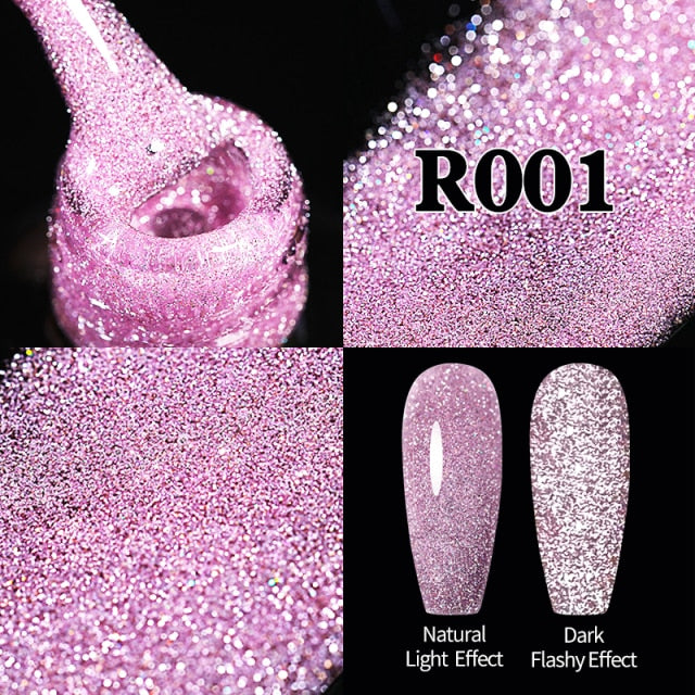 UR SUGAR 7.5ml Reflective Glitter Gel Shiny Rose Red Silver UV Gel Nail Polish Soak Off Colorful Gel Nail Art Decoration
