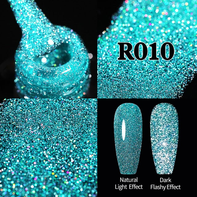 UR SUGAR 7.5ml Reflective Glitter Gel Shiny Rose Red Silver UV Gel Nail Polish Soak Off Colorful Gel Nail Art Decoration