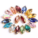 Horse Eye Colorful Sew On Rhinestones With Gold Claw Glass Crystal  Sew On stone For clothing accessories