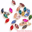 Horse Eye Colorful Sew On Rhinestones With Gold Claw Glass Crystal  Sew On stone For clothing accessories