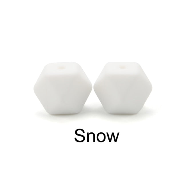 LOFCA10pcs 14mm Mini Hexagon silicone beads Baby Teether BPA Free DIY Necklace Pacifier Chain Baby Teething Care Infant