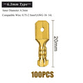 100Pcs/Lot 2.8/4.8/6.3mm Female and Male Crimp Terminal Connector Gold Brass/Silver Car Speaker Electric Wire Connectors Set