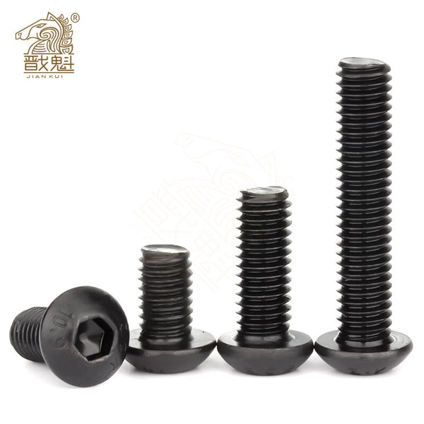 10-50pcs/lot ISO7380 Hex Screw M2 M2.5 M3 M4 M5 M6 M8 Black Button Head Hex Socket Cap Screw Hexagon Socket Round Head Screws
