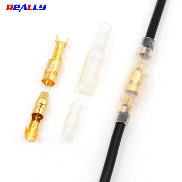100Pcs/Lot 4.0mm Female and Male Bullet Terminals Connector Gold Brass Wire Connector And Insulating Sleeves for Car