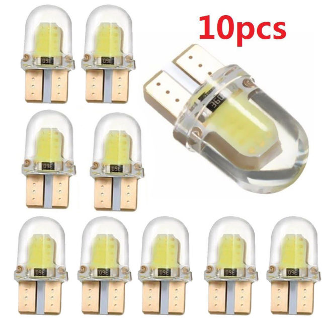 10pcs T10 194 168 W5W COB 4 SMD LED CANBUS Silica Bright White Car Interior Clearance License Light Bulbs Car Lights Universal
