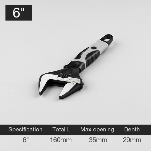 Adjustable Wrench Universal Spanner CR-V Steel Household Enlarge Open Bathroom Wrench Key Nut Wrench Plumbing Repair Tool