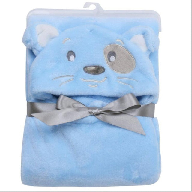 Lovely fleece baby bath towel cute animal shape kid hooded baby towel bathrobe cloak baby receiving blanket  neonatal hold to be