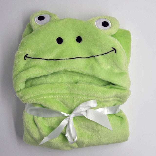 Lovely fleece baby bath towel cute animal shape kid hooded baby towel bathrobe cloak baby receiving blanket  neonatal hold to be