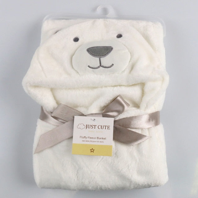 Lovely fleece baby bath towel cute animal shape kid hooded baby towel bathrobe cloak baby receiving blanket  neonatal hold to be