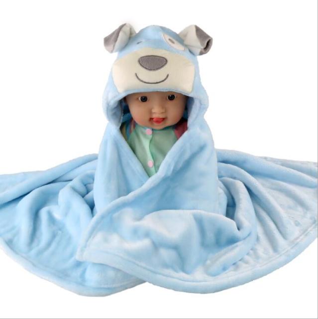 Lovely fleece baby bath towel cute animal shape kid hooded baby towel bathrobe cloak baby receiving blanket  neonatal hold to be