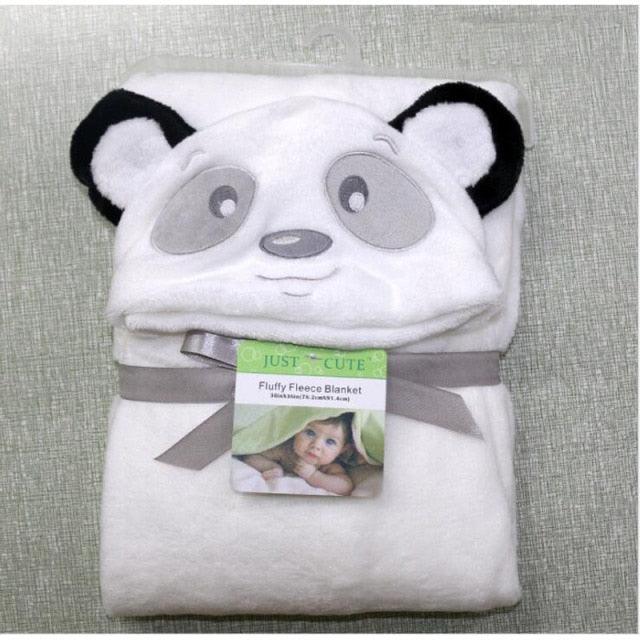 Lovely fleece baby bath towel cute animal shape kid hooded baby towel bathrobe cloak baby receiving blanket  neonatal hold to be