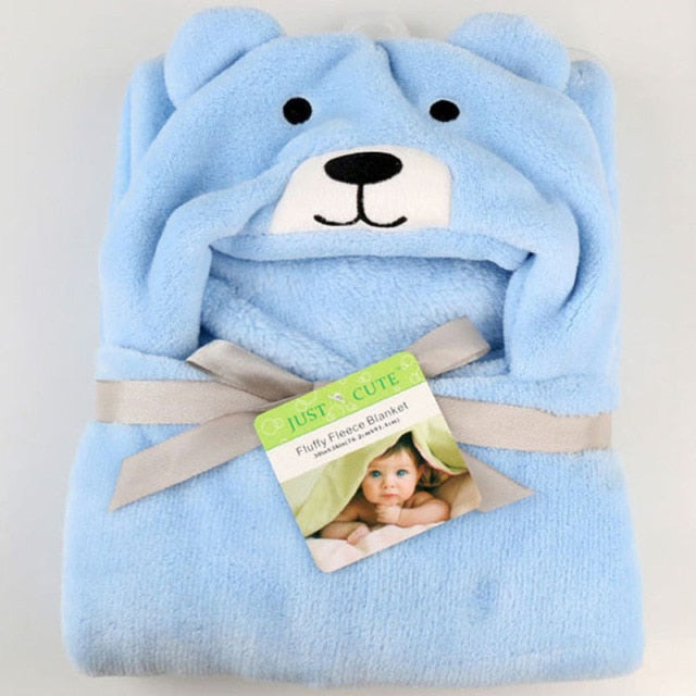 Lovely fleece baby bath towel cute animal shape kid hooded baby towel bathrobe cloak baby receiving blanket  neonatal hold to be