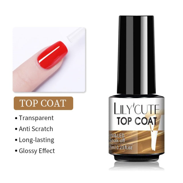 LILYCUTE No Wipe Top Base Gel Esmalte Semi Permanente Bright Color Gel UV Gel Nail Art For Manicure Gel Nail Polish Varnishes