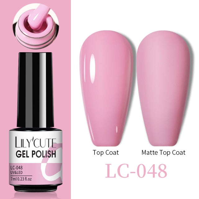 LILYCUTE No Wipe Top Base Gel Esmalte Semi Permanente Bright Color Gel UV Gel Nail Art For Manicure Gel Nail Polish Varnishes