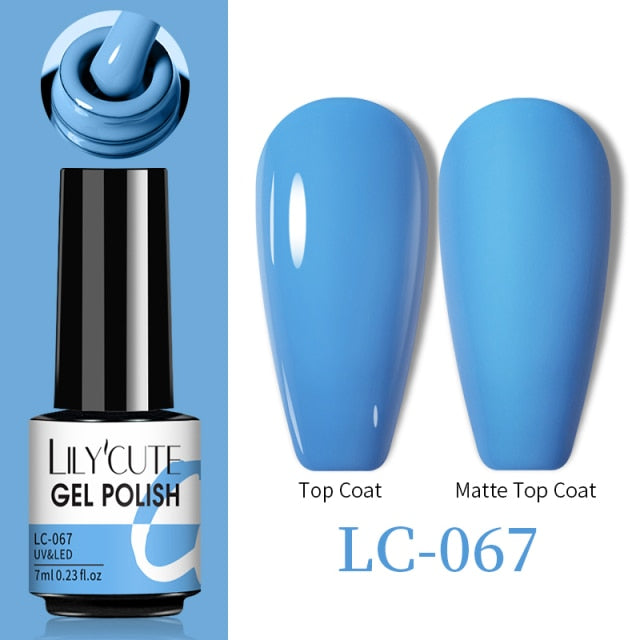 LILYCUTE No Wipe Top Base Gel Esmalte Semi Permanente Bright Color Gel UV Gel Nail Art For Manicure Gel Nail Polish Varnishes