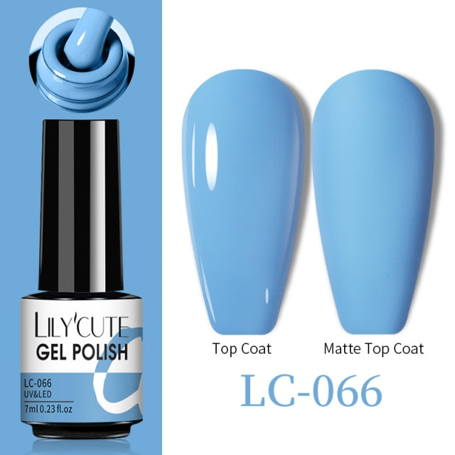 LILYCUTE No Wipe Top Base Gel Esmalte Semi Permanente Bright Color Gel UV Gel Nail Art For Manicure Gel Nail Polish Varnishes