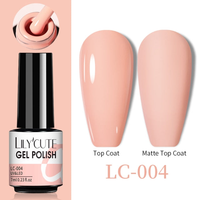 LILYCUTE No Wipe Top Base Gel Esmalte Semi Permanente Bright Color Gel UV Gel Nail Art For Manicure Gel Nail Polish Varnishes