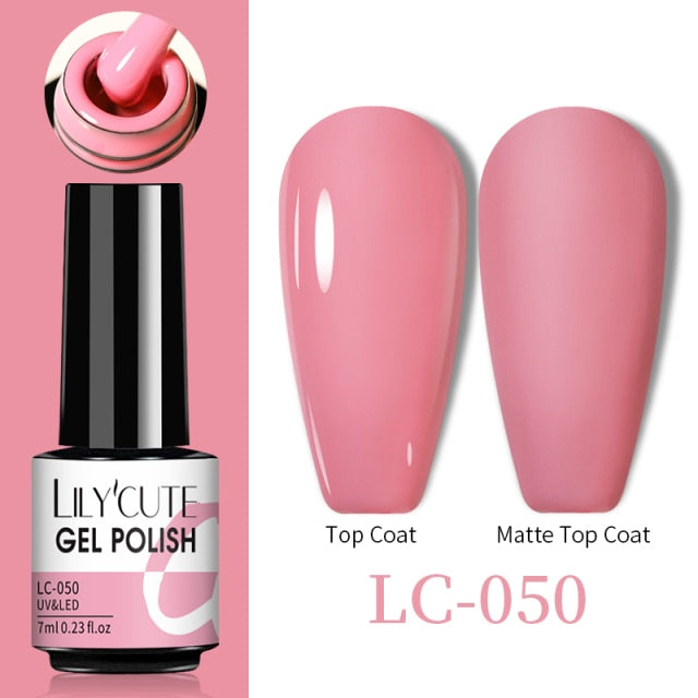 LILYCUTE No Wipe Top Base Gel Esmalte Semi Permanente Bright Color Gel UV Gel Nail Art For Manicure Gel Nail Polish Varnishes