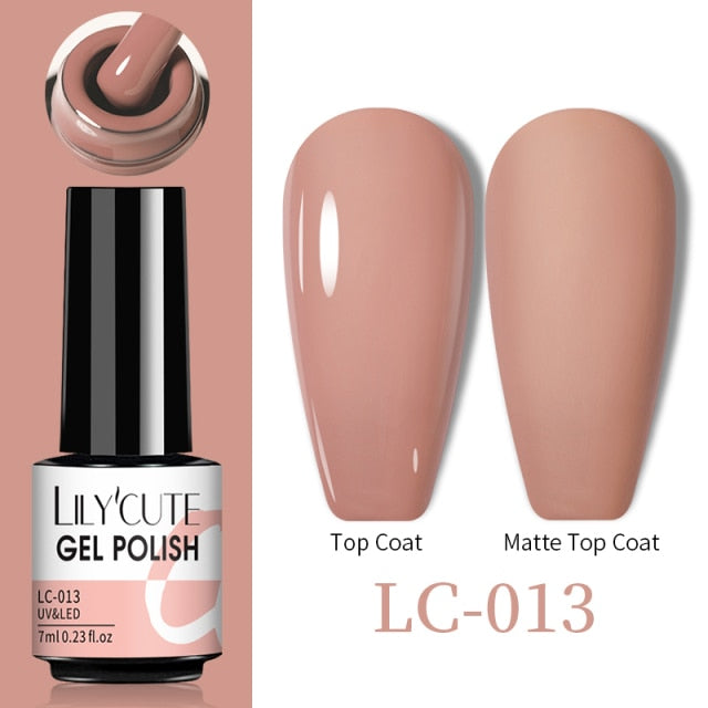 LILYCUTE No Wipe Top Base Gel Esmalte Semi Permanente Bright Color Gel UV Gel Nail Art For Manicure Gel Nail Polish Varnishes