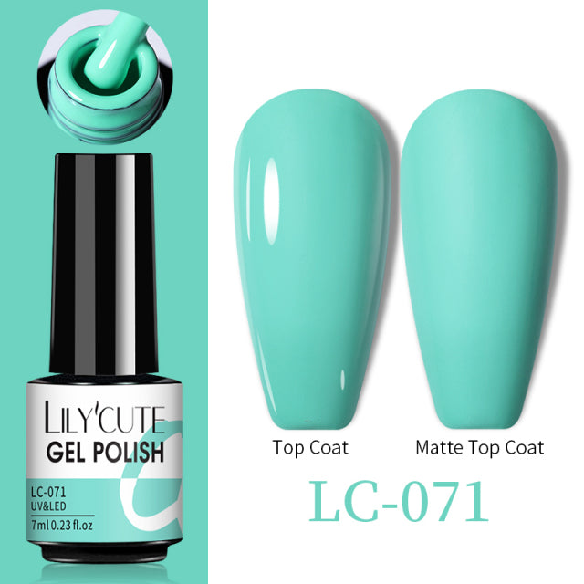 LILYCUTE No Wipe Top Base Gel Esmalte Semi Permanente Bright Color Gel UV Gel Nail Art For Manicure Gel Nail Polish Varnishes