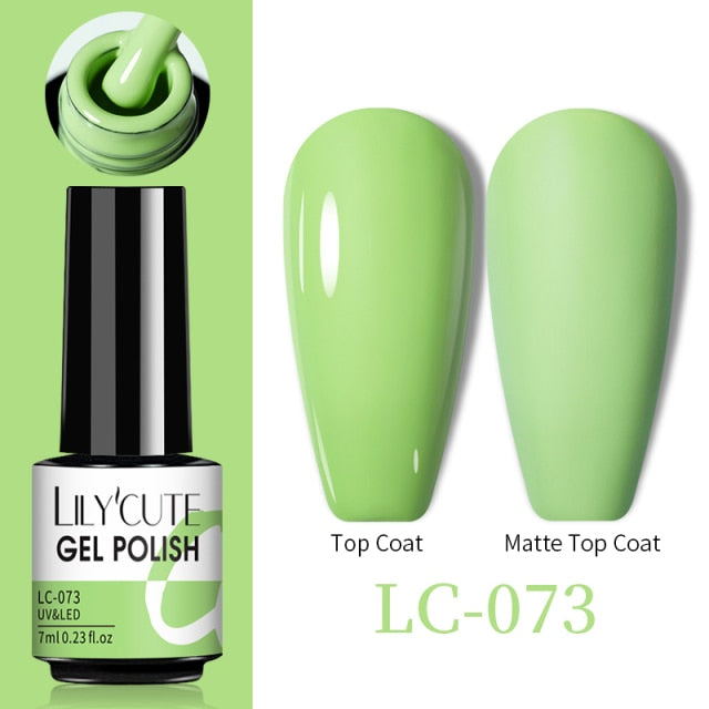 LILYCUTE No Wipe Top Base Gel Esmalte Semi Permanente Bright Color Gel UV Gel Nail Art For Manicure Gel Nail Polish Varnishes